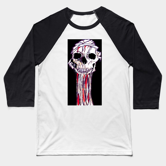 Dribbling skull Baseball T-Shirt by Glenbobagins